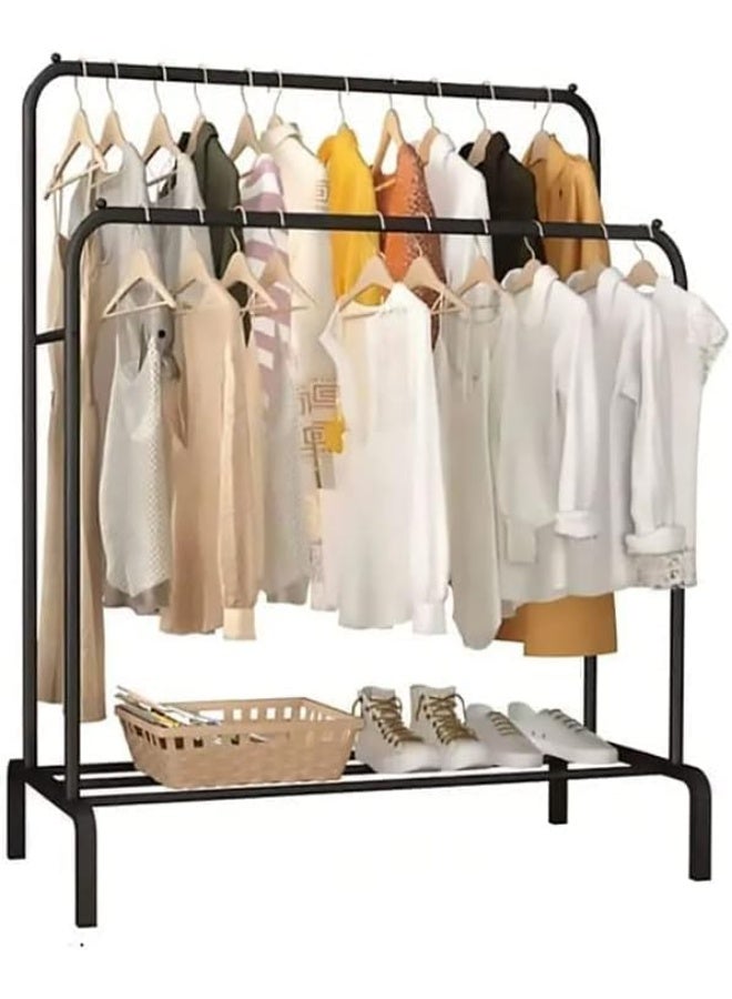 CAZADORA Upgrade your home organization with the CAZADORA Premium Clothes Rack. Designed for versatility and durability, this metal clothes stand is perfect for hanging coats, dresses, or daily outfits. Equipped with one or two storage shelves for shoes, bags, or boxes, and available with single or double hanging bars. Made from high-quality materials and finished in sleek white or black. Choose from five different sizes to suit your space – bedroom, bathroom, or hallway. Simple yet stylish solution for clutter-free living. - Image 5