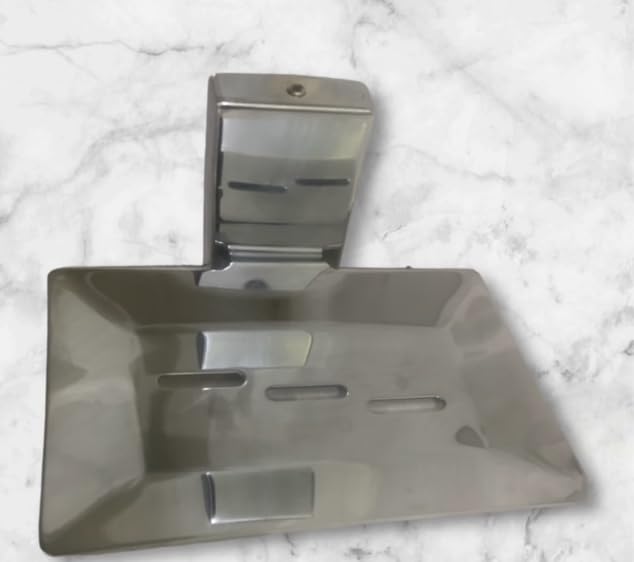 Sanmay Stainless Steel 18G Rectangular Bathroom Wall Mounted 3 Desh Soap Dish (Set of 2) - Image 5