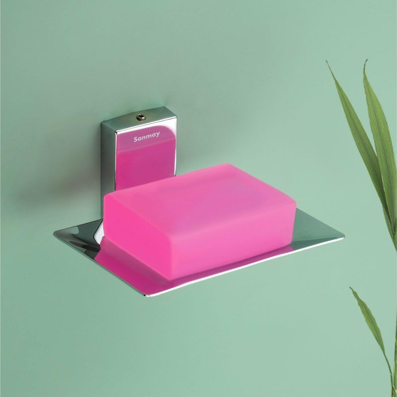 Sanmay Stainless Steel 18G Rectangular Bathroom Wall Mounted 3 Desh Soap Dish (Set of 2) - Image 3