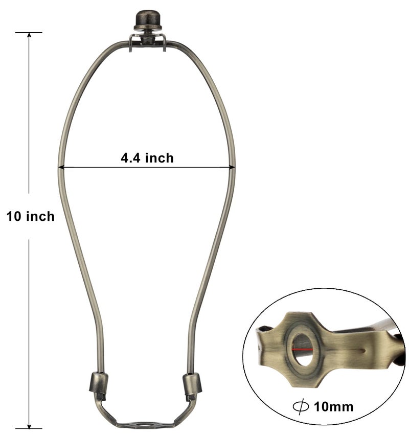 Qc Antique Brass 10 Inch Lamp Shade Holder Kit with Finial Caps, 2 Set - Heavy Duty Harp Holder for Table and Floor Lamps - Image 3