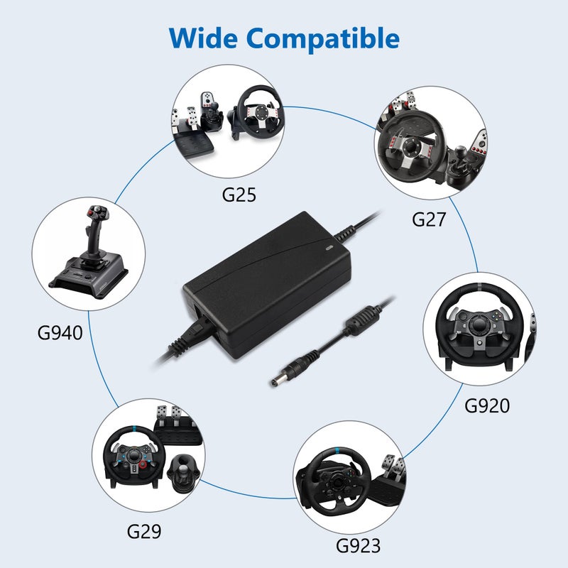 FNKTQL Replacement for Logitech G920 G29 Power Supply, 24V Power Adapter for Logitech Driving Force Racing Wheel G923 G25 G27 G940 GT Racing Wheel APD DA-42H24, AD10110LF, 190211-0010 - Image 4