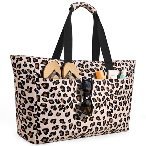 ISEYOU Extra Large Beach Bag Waterproof Beach Totes Bags with Zipper Pool Bag with Wet Compartment Lightweight Foldable Large Weekender Bags for Women Men Perfect for Pool Travel Vacation Gym - Image 1