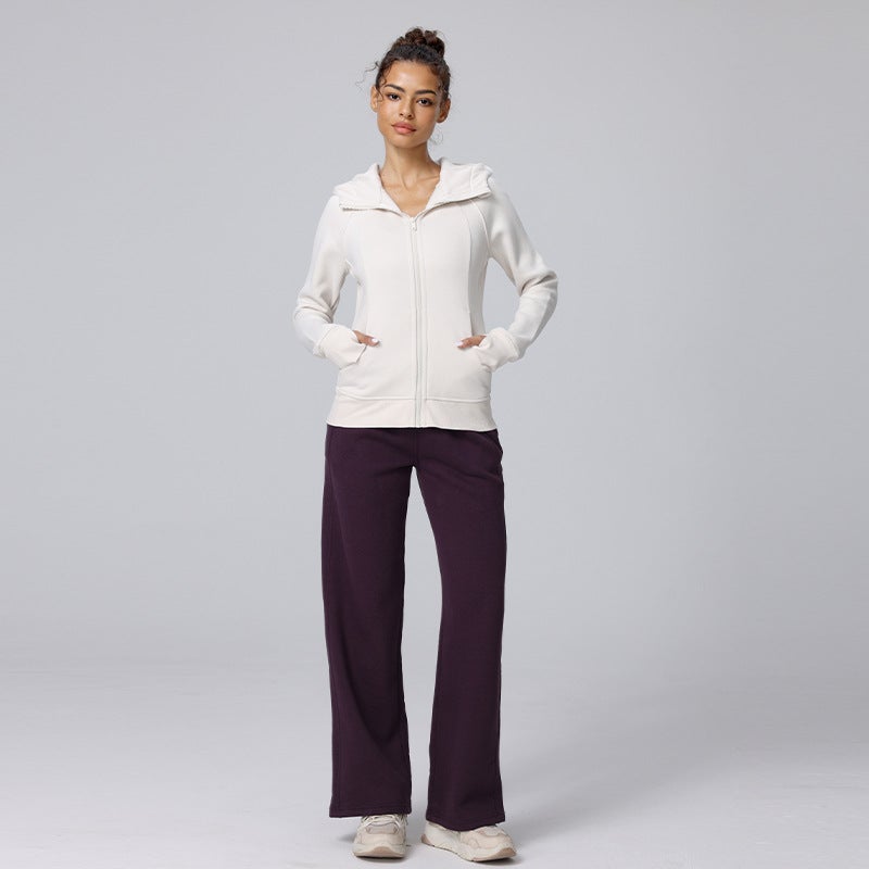 Women's Warm Fleece-Lined Hooded Yoga Jacket with Long Sleeves - Image 5