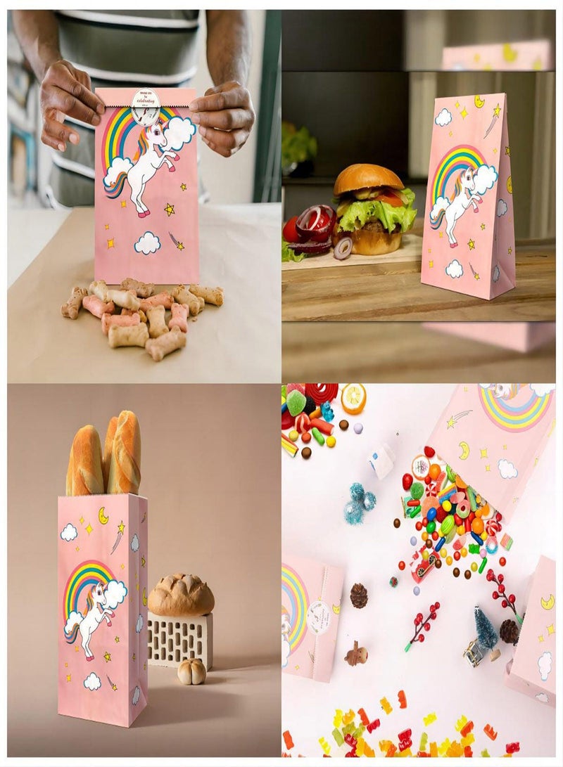 Unicorn Paper Bags with Stickers, 12Pcs Unicorn Favor Bag, Unicorn Theme Party Birthday Party Favor Bag Candy Bag, Folding Kraft Paper Bag, Gift Treat Bags Candy Bags for Birthday Party Wedding - Image 3