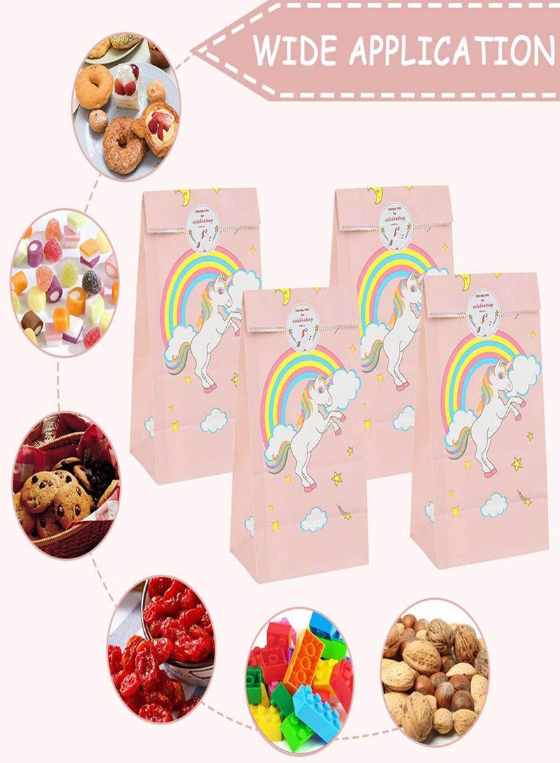Unicorn Paper Bags with Stickers, 12Pcs Unicorn Favor Bag, Unicorn Theme Party Birthday Party Favor Bag Candy Bag, Folding Kraft Paper Bag, Gift Treat Bags Candy Bags for Birthday Party Wedding - Image 4
