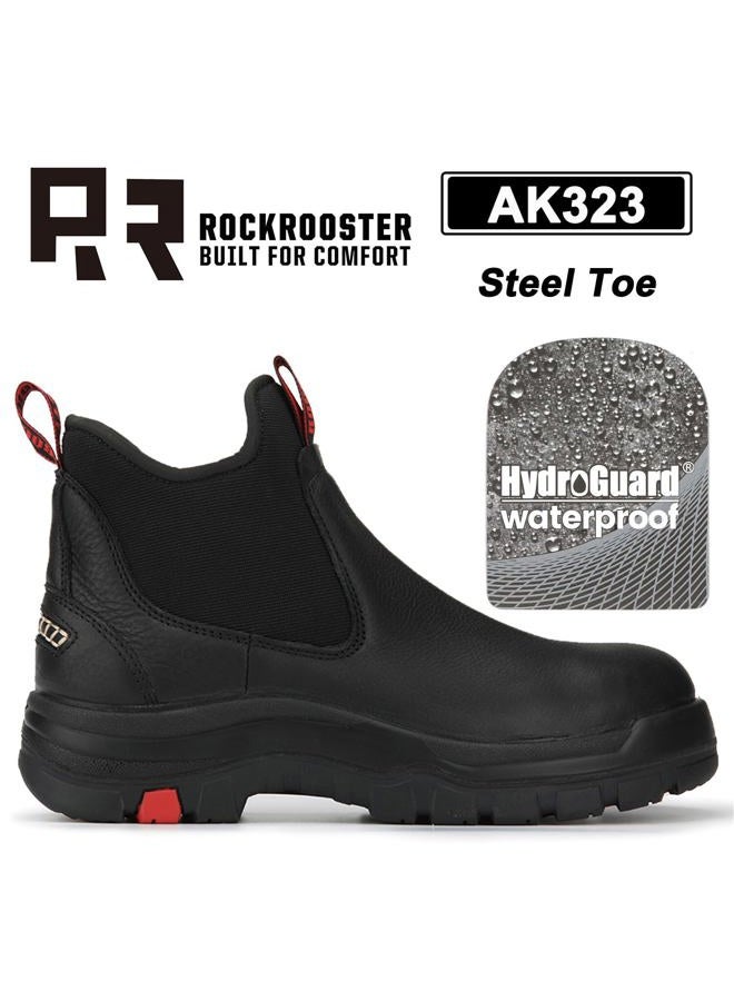 ROCKROOSTER Bakken Men's Black 6 inch Chelsea Boots, EH Rated Waterproof Slip-on Work Boots AK303-Soft Toe, AK323-Steel Toe, Ak323,black,steel Toe, 10 Wide - Image 2