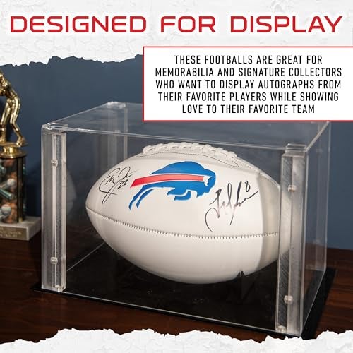 Franklin Sports كرة القدم الأوتوغرافية من فرانكلين سبورتس NFL لفريق بوفالو بيلز - كرة تذكارية بحجم رسمي مع لوحات بيضاء للأوتوغرافات + التوقيعات - كرة تذكارية لمتجر مشجعي فريق NFL للعرض - Image 5