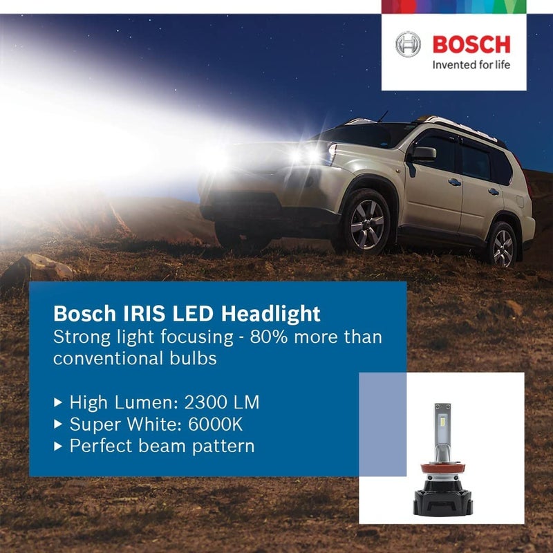 BOSCH F002H52011FT9 Iris Led Retrofit Head Light | H8/H11/H16 Headlight | Elegant eco-friendly headlamp | Ready-to-fit | Halogen lighting with superior next generation technology - Image 2