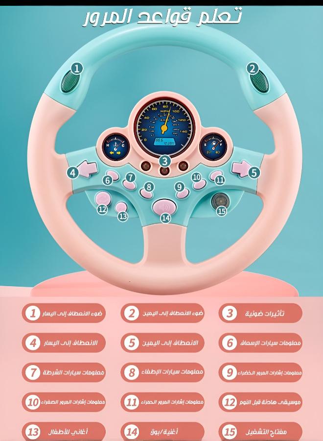 جودي بلاي 【مع قصص تعليمية للأطفال】 لعبة عجلة قيادة واقعية للأطفال، هدية تفاعلية للطفل في المقعد الأمامي، قابلة للدوران ومزودة بأضواء LED، تجربة قيادة محاكاة ممتعة بالصوت والضوء، يمكن تثبيتها على طاولة داخلية أو في السيارة بالخارج، لون أصفر - Image 3