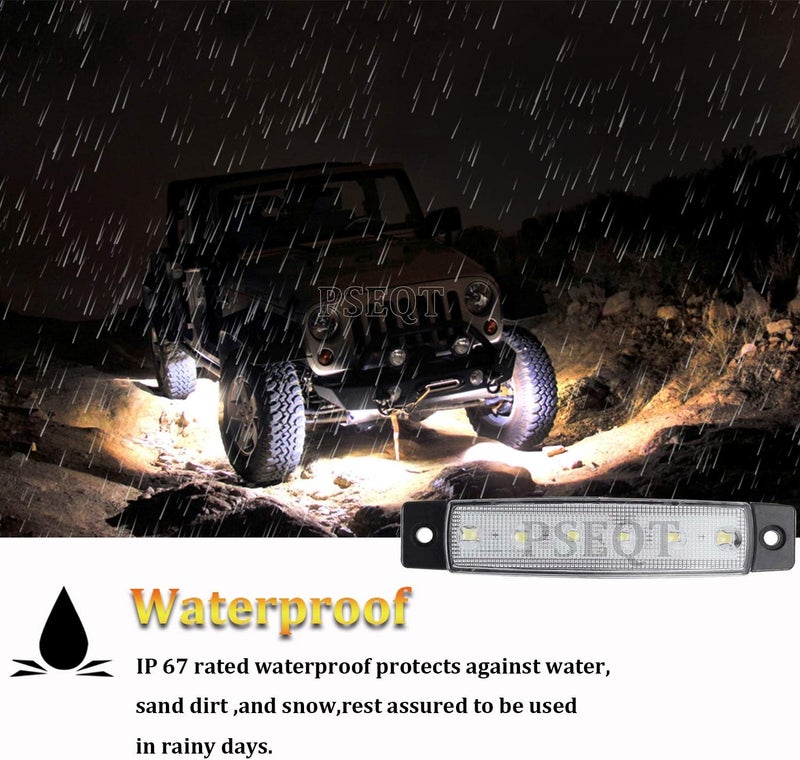 PSEQT 10 Pcs LED Rock Strip Lights Car Underglow Wheel Fender Well Lighting Kits Waterproof for Golf Cart Wrangler Offroad Truck RV UTV ATV Snowmobile (White) - Image 4