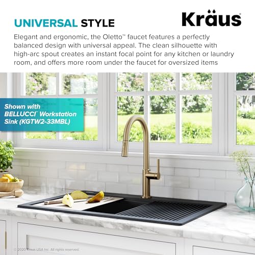 KRAUS Oletto Single Handle Pull Down Kitchen Faucet in Spot Free Antique Champagne Bronze, KPF-2820SFACB - Image 2