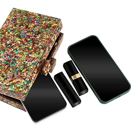 Gets Acrylic Purses and Handbags for Women Multicolor Perspex Geometric Patterns Box Clutch Elegant Banquet Evening Crossbody Handbag - Image 5