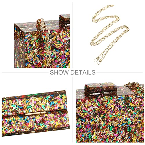 Gets Acrylic Purses and Handbags for Women Multicolor Perspex Geometric Patterns Box Clutch Elegant Banquet Evening Crossbody Handbag - Image 4