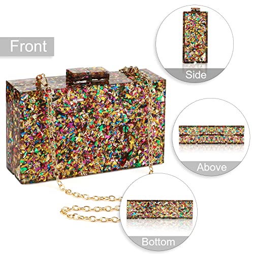 Gets Acrylic Purses and Handbags for Women Multicolor Perspex Geometric Patterns Box Clutch Elegant Banquet Evening Crossbody Handbag - Image 3