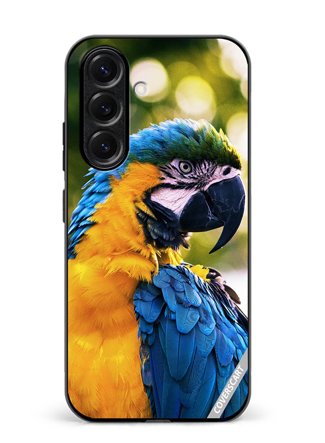 VR CREATIVE Protective Case Cover For Samsung Galaxy S25 Yellow Blue Parrot Design Multicolour