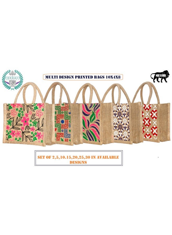 Anumala® Eco-Friendly Jute Bags with Zipper| Organic Tote Bags Elegantly Printed for Return Gifts, Office, Grocery, Picnic, Tiffin, Shopping, Wedding Return Gifts| Size-10x4x8 inches (Pack of 2) - Image 3