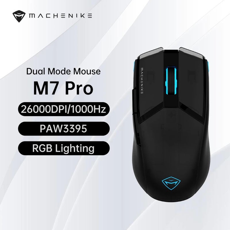 Machenike M7 Pro Gaming Mouse, USB Wired and 2.4G Wireless, PAW3395, 26000 Dpi, 650 Ips, 7 Buttons, 74g, Rgb, for PC, Laptop - Image 2