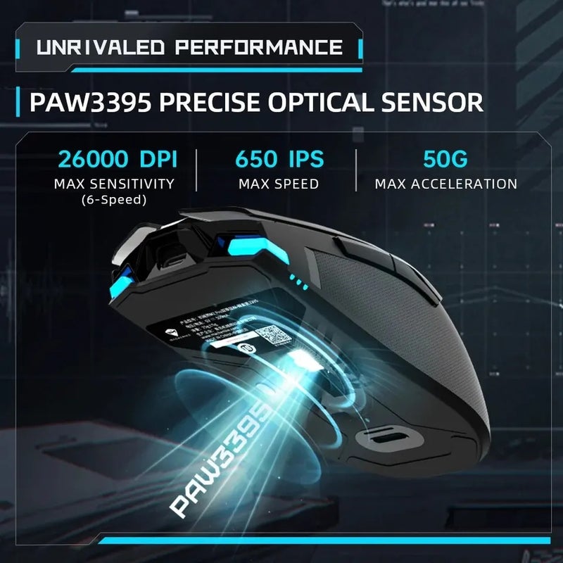 Machenike M7 Pro Gaming Mouse, USB Wired and 2.4G Wireless, PAW3395, 26000 Dpi, 650 Ips, 7 Buttons, 74g, Rgb, for PC, Laptop - Image 3