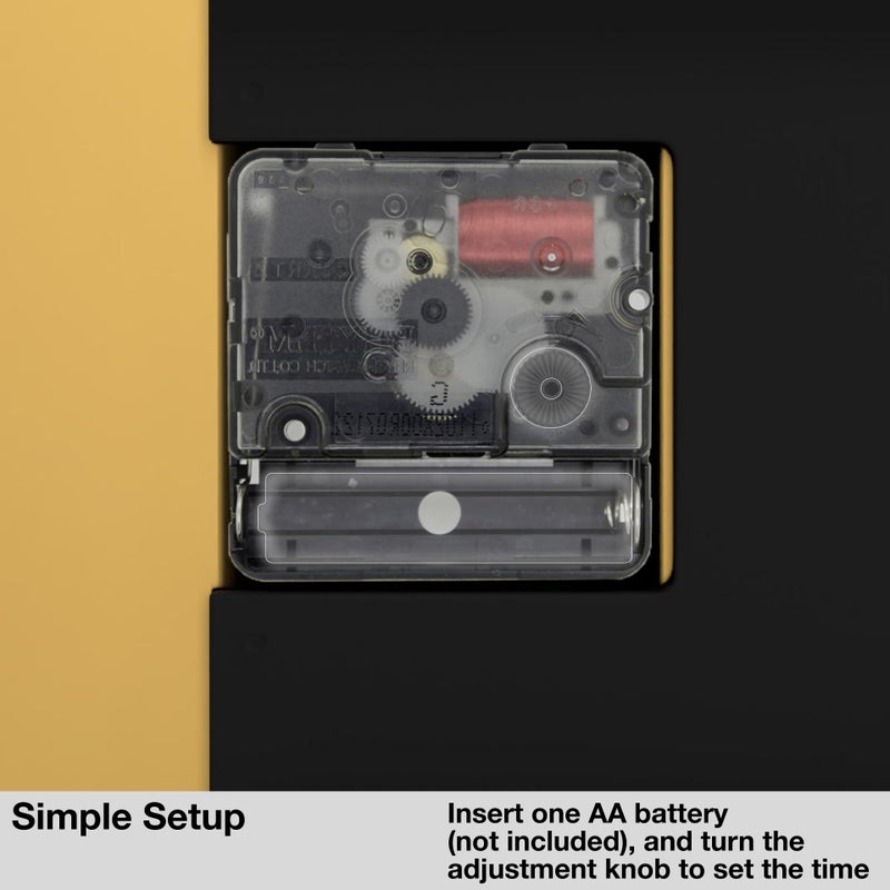 Driini Clocks Mid Century Modern Wall Clock - Square Black Clock with Decorative Gold Accent- Unique and Cool Clock, Battery Operated - MCM Decor & Decorative Wall Clock for Mid Century Modern Decor. - Image 5