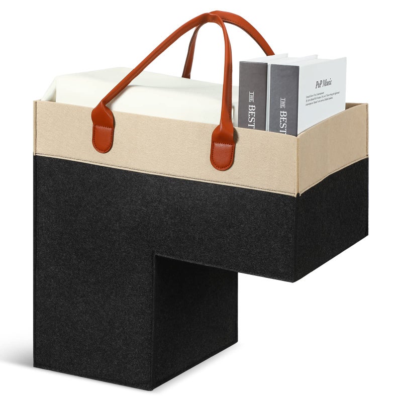 Shappy Stair Baskets with Handles and Support Panel 16 Inch Felt Step Basket for Stairs for Carpeted and Wooden Collapsible Staircase Basket for Office Home Decor - Image 2