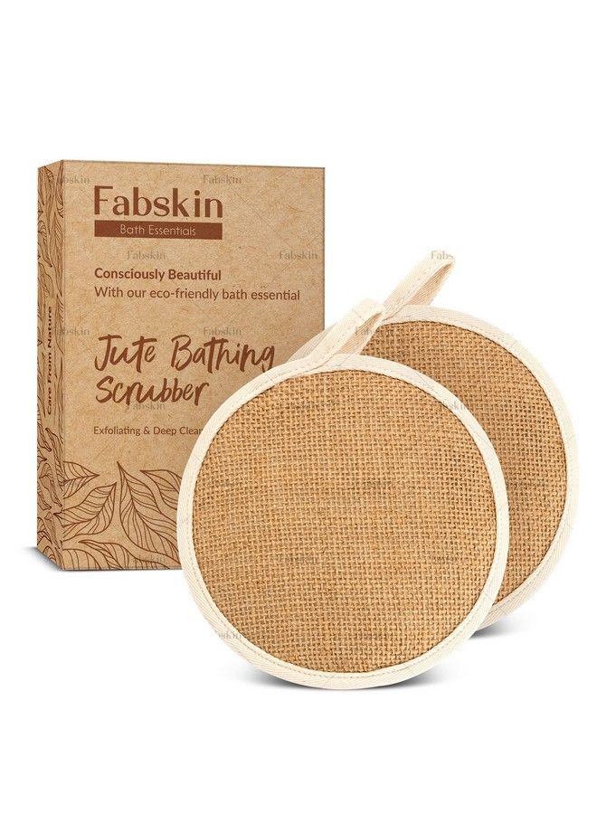 Fabskin ليفة جوت للجسم للاستحمام ؛ مقشر استحمام ؛ للرجال والنساء ؛ مصنوعة من قماش الجوت العضوي الطبيعي ؛ تقشير وتنظيف عميق عبوة من 2 - Image 1