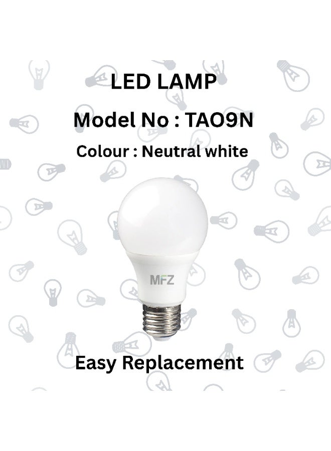 MFZ LED Lamp 9W | 4000K Neutral White | 720 Lumens | AC 220-240V | 50/60Hz | 80 lm/W Energy Efficient Bulb - Image 5