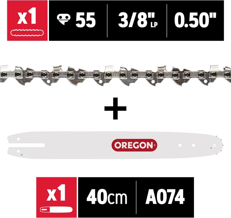 Oregon 16-Inch Replacement Chainsaw Bar and S55 AdvanceCut Chainsaw Chain Combo, 55 Drive Links, Pitch: 3/8", .050" Gauge (105668), fits several Stihl models, Grey - Image 1