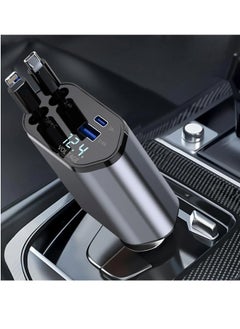 LIVVY Retractable Car Charger - 4-in-1 Fast Charger with Dual USB Ports & 2.6ft Cable, Compatible with iPhone 15/14/13 Pro Max, Galaxy S23/S24 – Compact & Multi-Device Adapter  - Image 1