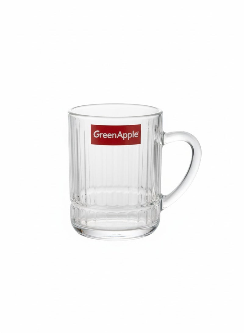 جرين أبل طقم 6 أكواب شاي زجاجية شفافة – تصميم مخدد بمقبض جانبي - Image 2