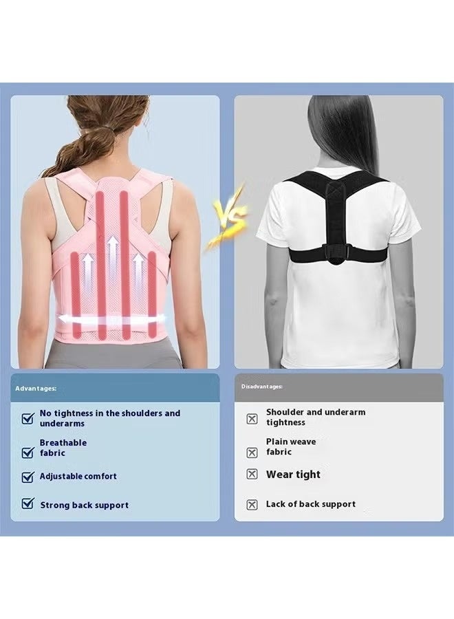 Posture Corrector for Women & Men - Adjustable Back Brace & Shoulder Support for Pain Relief, Breathable Spine Straightener, Pink - Image 5
