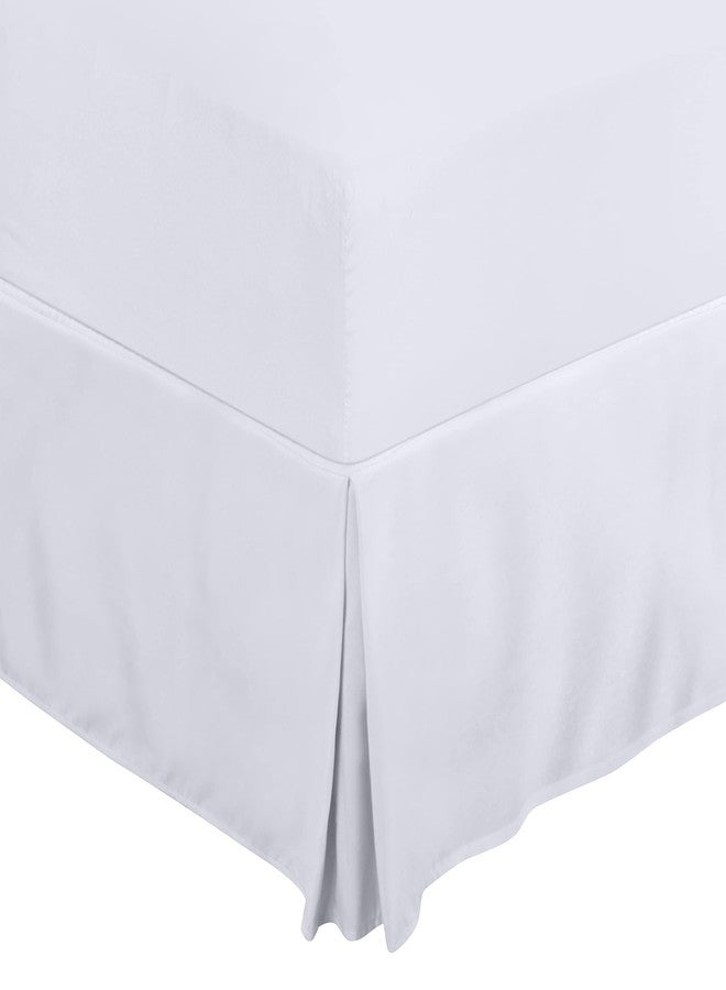 Gorayoo Bedding تنورة سرير بزاوية مقسومة مطوية صندوقية من الألياف الدقيقة بارتفاع 18 بوصة غطاء إطار السرير سهل التركيب فئة فندقية فاخرة (أبيض، كاليفورنيا كينغ) - Image 1
