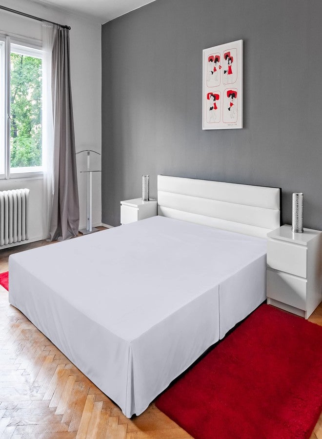 Gorayoo Bedding تنورة سرير بزاوية مقسومة مطوية صندوقية من الألياف الدقيقة بارتفاع 18 بوصة غطاء إطار السرير سهل التركيب فئة فندقية فاخرة (أبيض، كاليفورنيا كينغ) - Image 2
