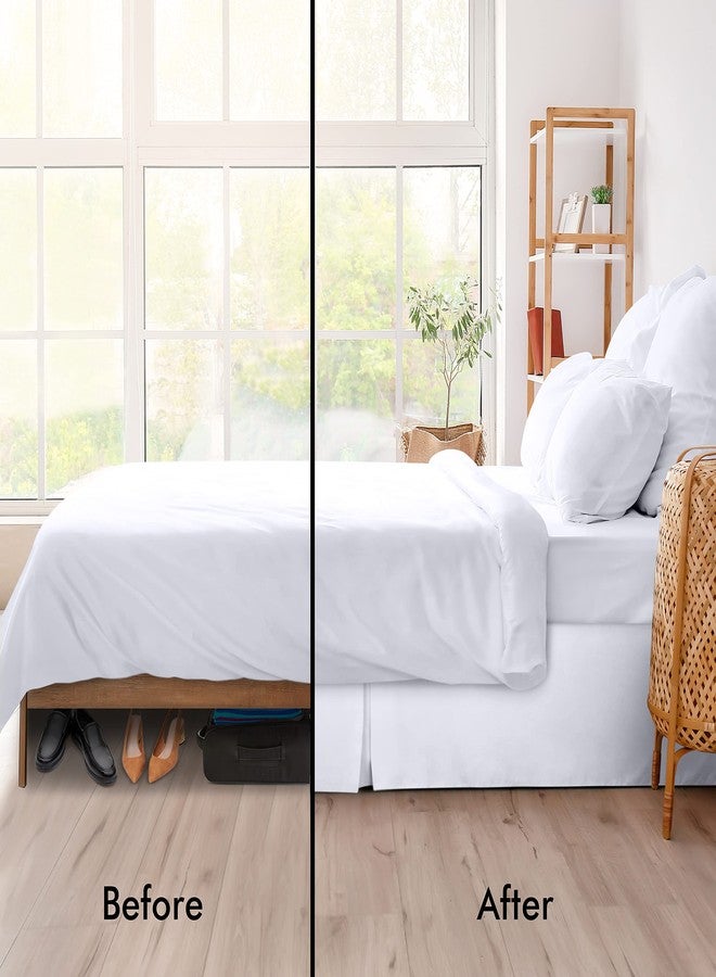 Gorayoo Bedding تنورة سرير بزاوية مقسومة مطوية صندوقية من الألياف الدقيقة بارتفاع 18 بوصة غطاء إطار السرير سهل التركيب فئة فندقية فاخرة (أبيض، كاليفورنيا كينغ) - Image 4
