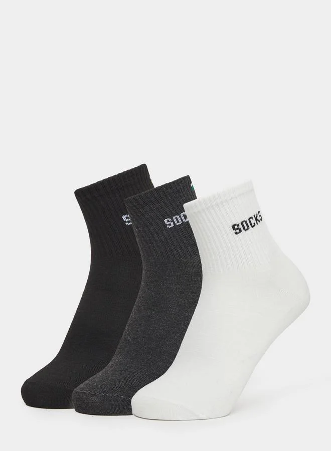 Styli Pack of 3 - Ribbed Cuff Crew Socks