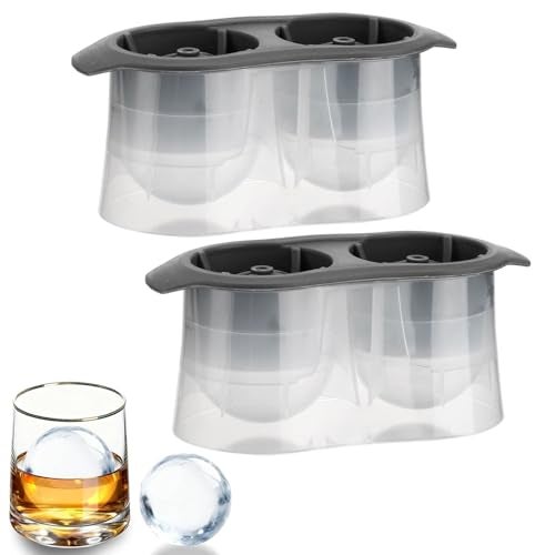KARP Large Sphere Ice Cube Trays - Leak-Free 2.5" Round Ice Ball Maker for Whiskey, Cocktails, and More - 2 Cavity - (2 Pack) - Image 1