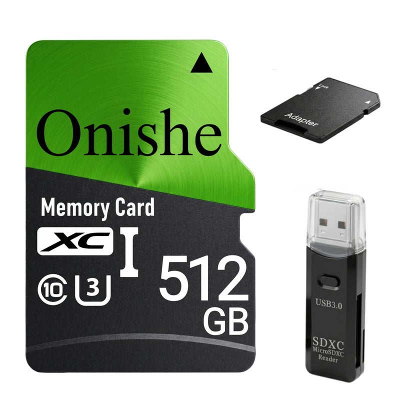 Onishe 512GB TF Card Class 10 Flash Memory Card U3 4K Expansion Micro SD Card High Speed for Camera/Gopro/Phone/Car Dashcam/Monitor/Drone/Computer/Tablet/PC - Image 1