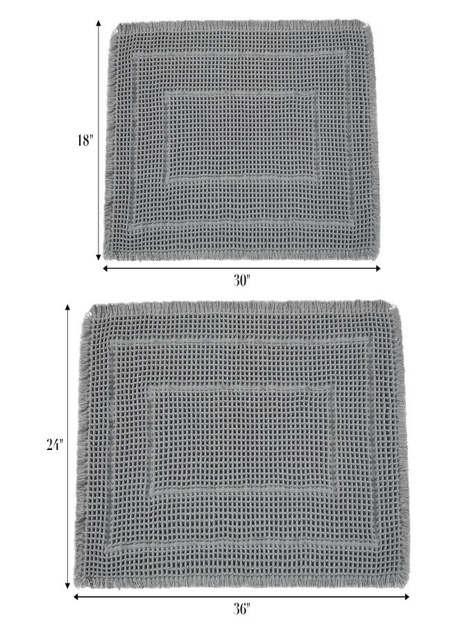 BULULOM Bathroom Floor Mat,Boho Bath Mat,Super Absorbent Bath Mat,Bathroom Rugs Non Slip Washable, Quick Dry Shower Mats, Ultra Soft Bath Mat Towel,Grey,18"*30" - Image 2