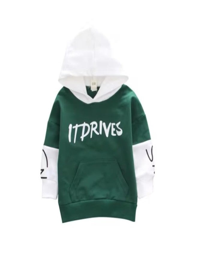 Ameeha Winter Wear Kids Clothes Set, Hoodie Sweatshirt, Pants Outfits for Toddler Boys and Girls (9 Months-12 Months, Green-Black) - Image 3