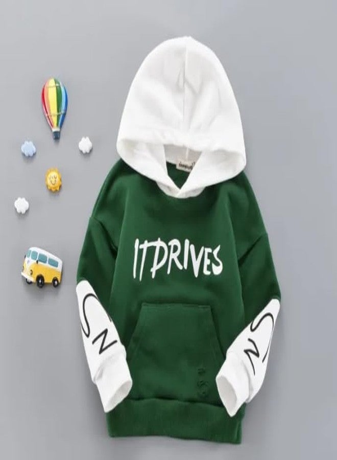 Ameeha Winter Wear Kids Clothes Set, Hoodie Sweatshirt, Pants Outfits for Toddler Boys and Girls (9 Months-12 Months, Green-Black) - Image 5