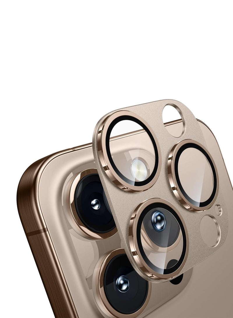 Wtech Apple iPhone 16 Pro / iPhone 16 Pro Max 2024 Premium Camera Styling Aluminum Frame Lens Protector - Clear/Desert Titanium - Image 1