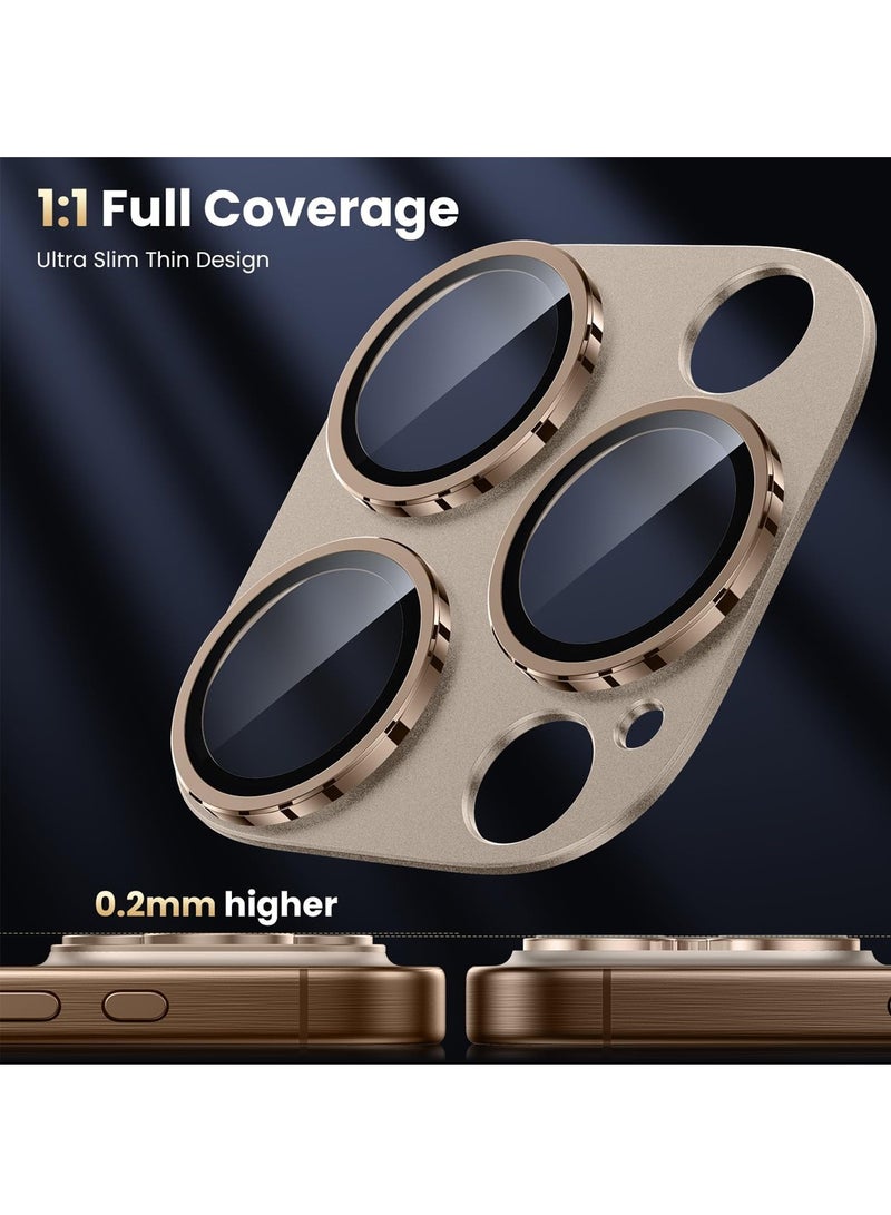 Wtech Apple iPhone 16 Pro / iPhone 16 Pro Max 2024 Premium Camera Styling Aluminum Frame Lens Protector - Clear/Desert Titanium - Image 4
