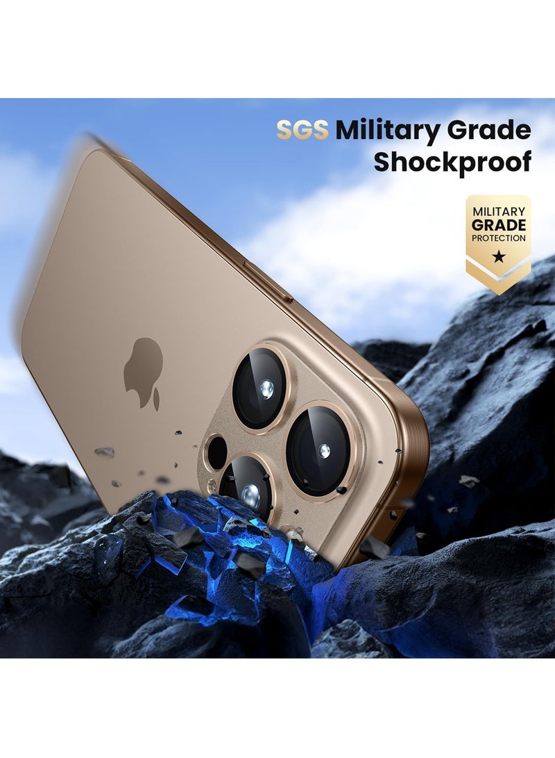 Wtech Apple iPhone 16 Pro / iPhone 16 Pro Max 2024 Premium Camera Styling Aluminum Frame Lens Protector - Clear/Desert Titanium - Image 5