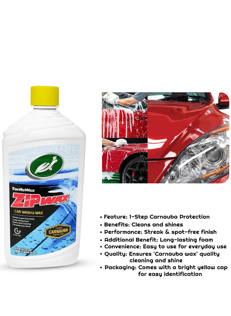 TURTLE Zip Wax Car Wash and Wax - 473ml with Carnauba Protection for Clean and Shine by Turtle Wax  - Image 5
