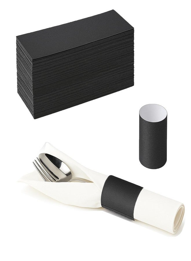 GERILKAI 500 Pcs Paper Napkin Rings - Self-Adhesive Napkin Bands,Silverware Wraps Bands for Birthday Parties, Weddings, Family Reunion & Events(Black) - Image 1