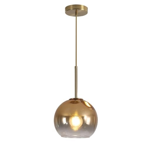 KCO Lighting Glass Globe Hanging Light Fixture Modern Gold Pendant Lights Kitchen Island Mid Century Dining Room Hanging Light Fixtures Over Table Single Pendant Light - Image 1