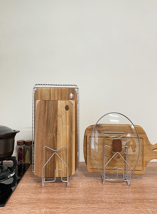 SUNFICON Pot Lid Organizer Cutting Board Holder Inside Cabinet 304 Stainless Steel Pots and Pan Organizer Under Cabinet Pot Cover Cookie Sheet Bakeware Serving Tray Cooling Rack Stand Kitchen Countertop - Image 3