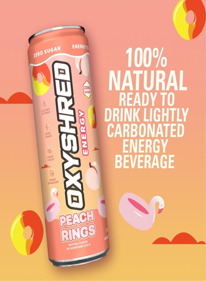 EHP Labs OxyShred Healthy Energy Drink - Zero Sugar Energy Drinks with Amino Acids, Green Tea Extract, Vitamin C & L Carnitine - Zero Carbs, Zero Calories, Clean Caffeine, Peach Candy Rings (12-Pack) - Image 5