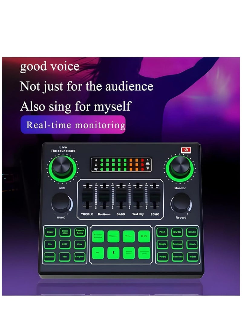 Generic Sound Card V9, Live Broadcast Sound Card, External Stereo Audio Mixer Broadcast Metal Frosted Body Easy Operation,Bluetooth Sound Mixer Live Sound Card For Streaming and Games  - Image 3