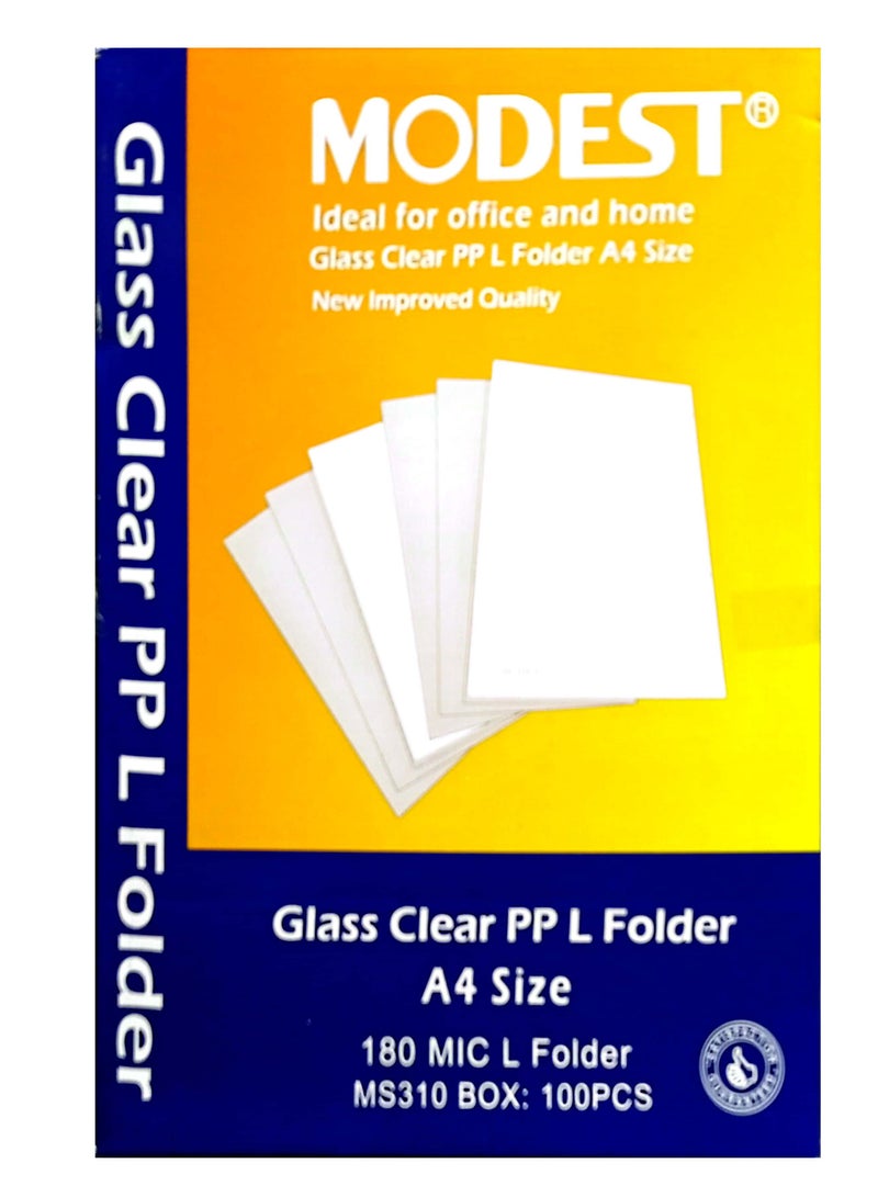 MODEST 100-Piece A4 L-Shape Folder Box Clear - Image 1