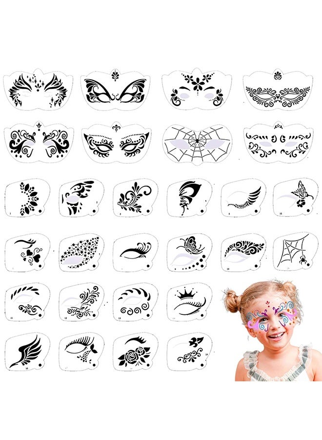 28 Pcs Face Paint Stencils Kit - Reusable Face Tattoo & Body Makeup Painting Templates for Kids & Adults - Image 1